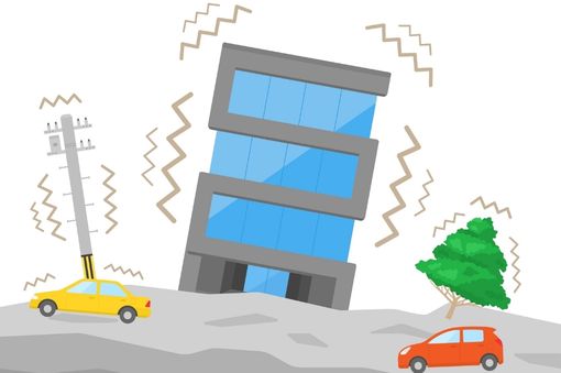 Ilustración de un edificio durante un terremoto